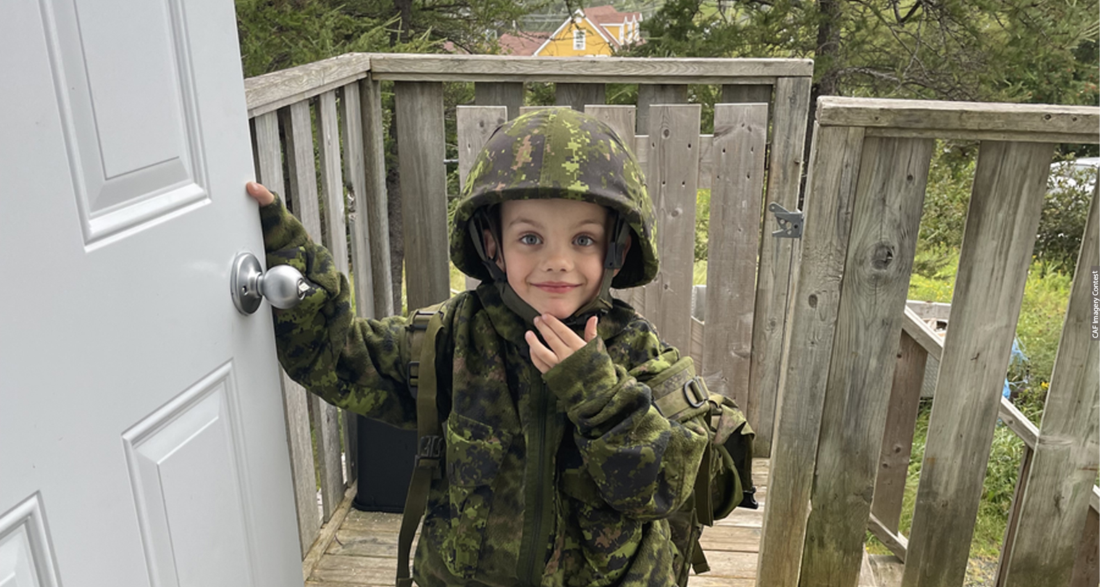 Boy dressed up as soldier